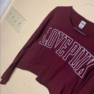 PINK Cropped Tee (maroon)